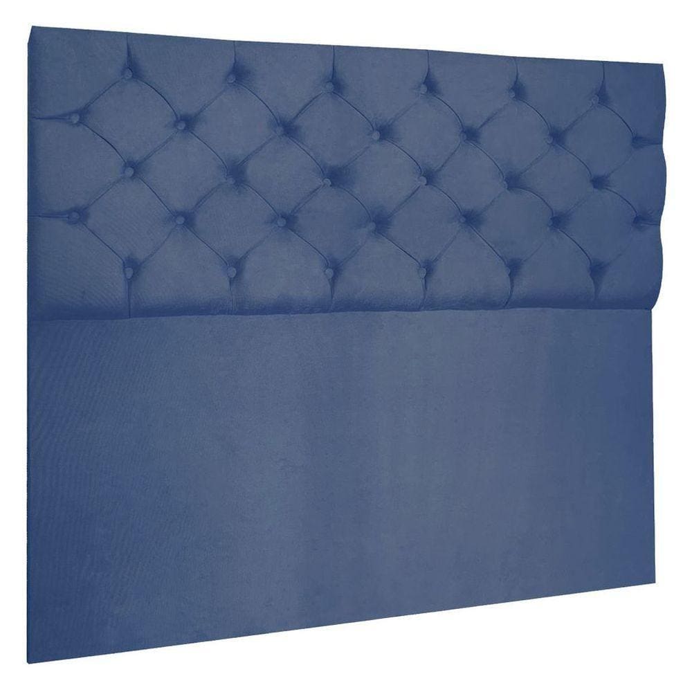 Cabeceira Capitonê Casal 1,40m Jade Suede Cor Azul Marinho