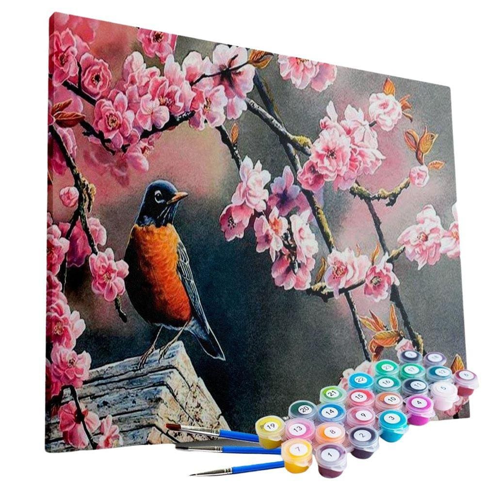 Kit Pintura Terapêutica - Pássaro Nas Cerejeiras