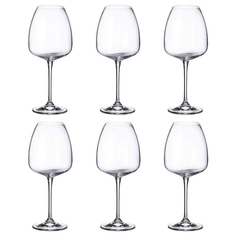 Jogo 6 Taças De Cristal Para Vinho Tinto 610Ml Anser Bohemia