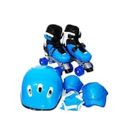Patins 4 Rodas Roller Azul Com Kit Protecao Tam P Importway Bw017azp