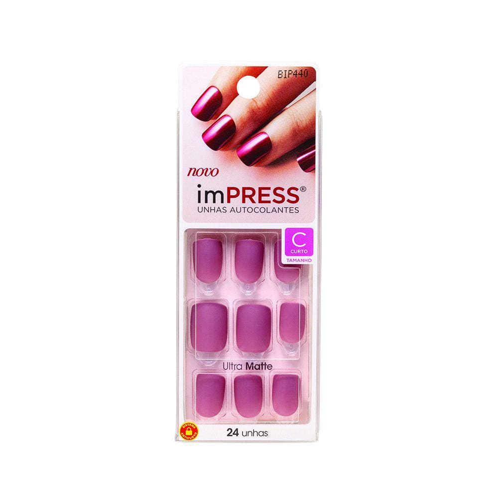 Unhas Postiças Autocolantes Impress Curta Matte Classic BIP440 - Kiss NY