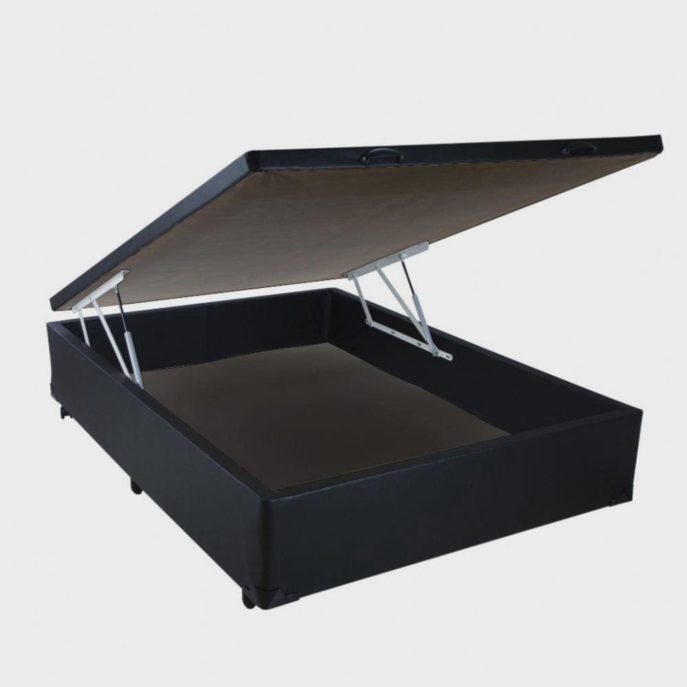 Cama Box Baú Casal Confort AColchões Preto 41x138x188