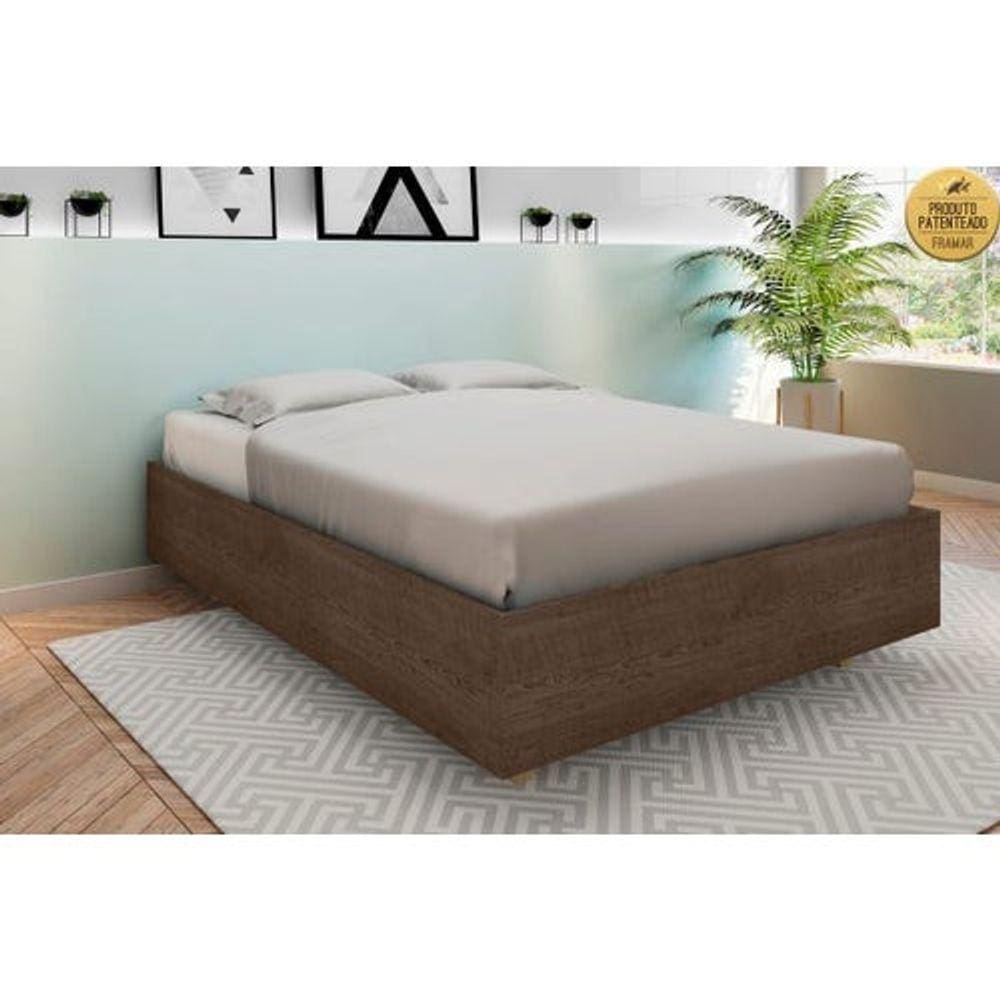 Cama Super Box Casal Framar para Colchão 1,38m Chocolate