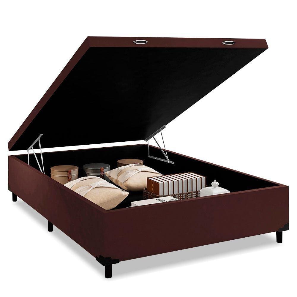 Base Box Baú Casal 1Belos Sonhos Poliéster Preto 41x138x188