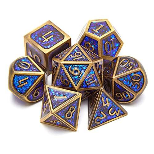 Conjunto de dados de metal de 7 peças, dados de RPG de dados de