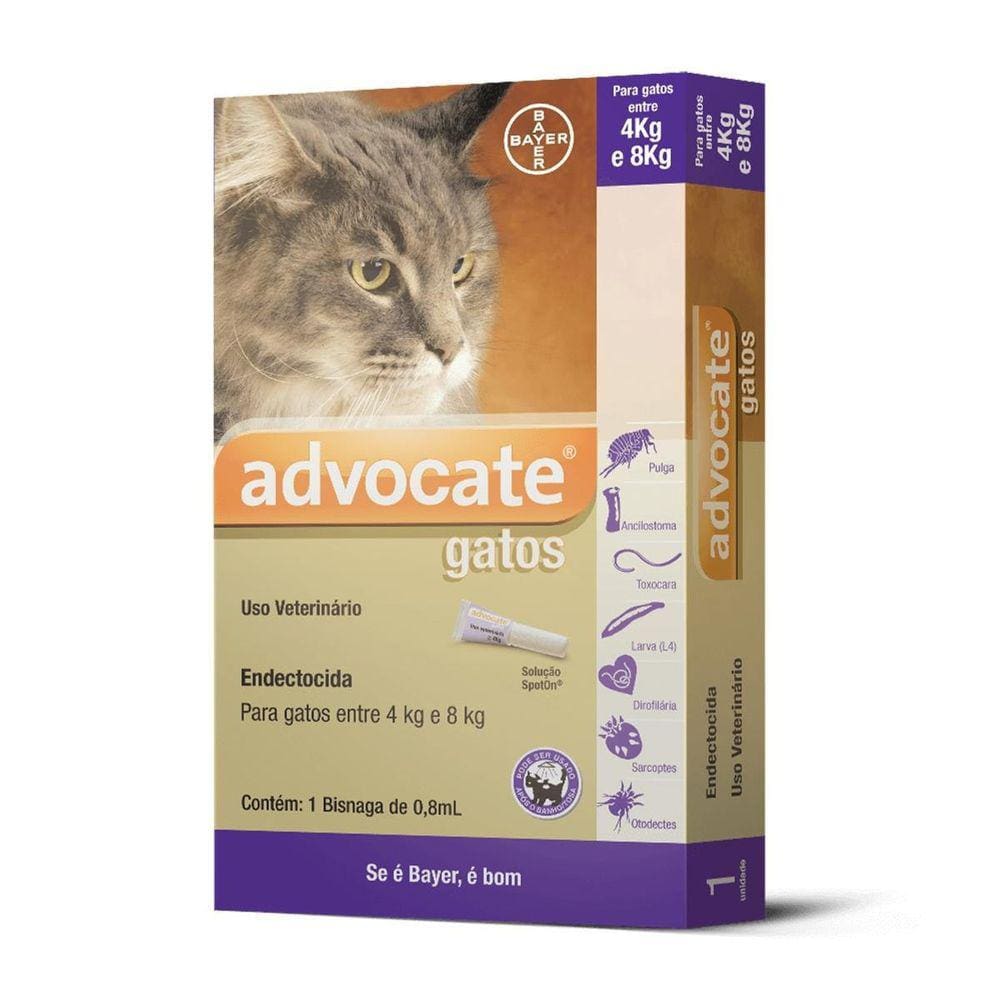 Antipulgas Advocate Para Gatos Entre 4Kg E 8 Kg  3 Bisnagas