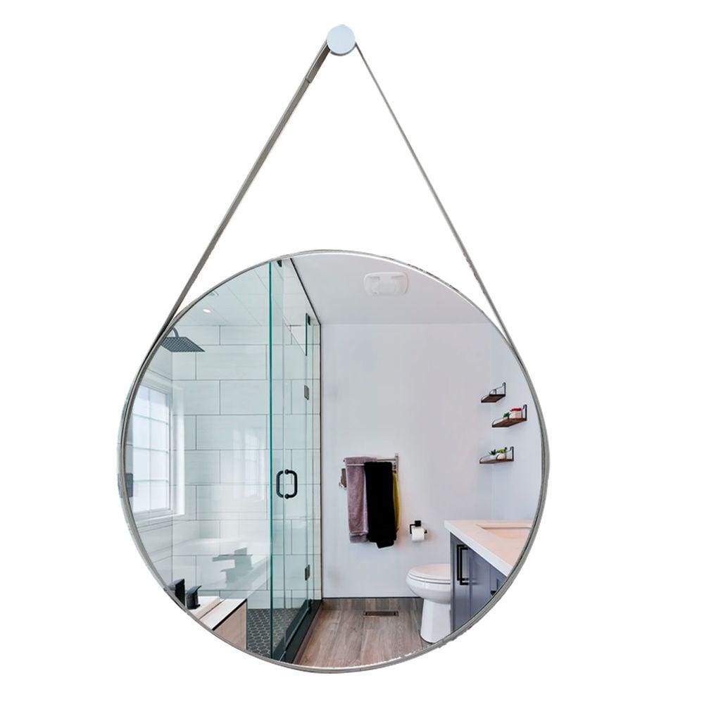 Espelho Grande Redondo Adnet Decoração Casa 50cm Branco Gelo