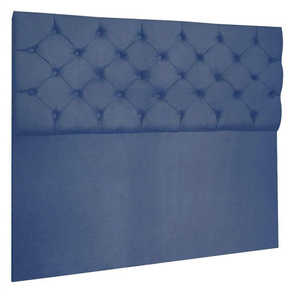 Cabeceira Capitonê King 1,95m Jade Suede Azul Marinho