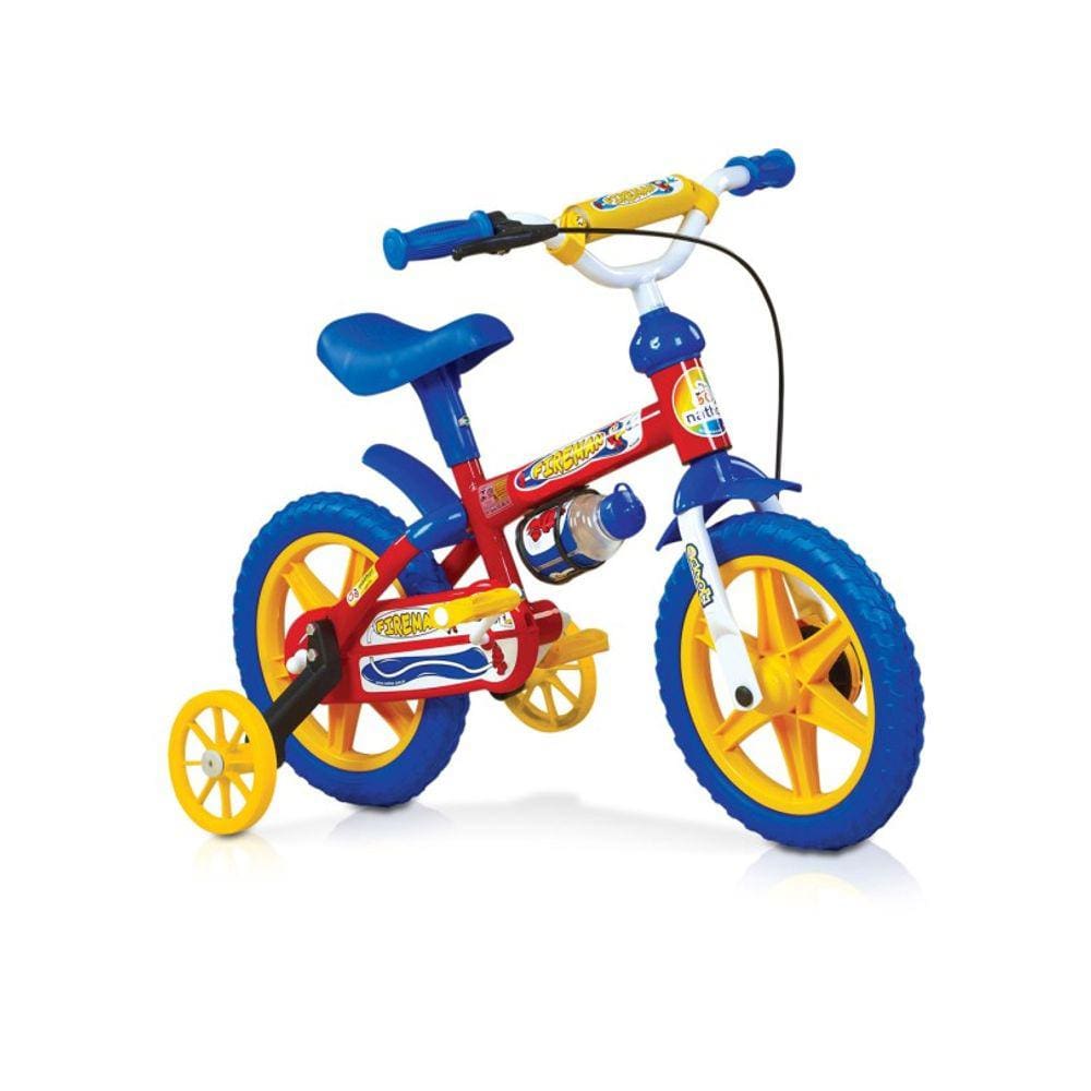 Bicicleta Nathor Fireman Aro 12 Rígida 1 Marcha - Azul/vermelho