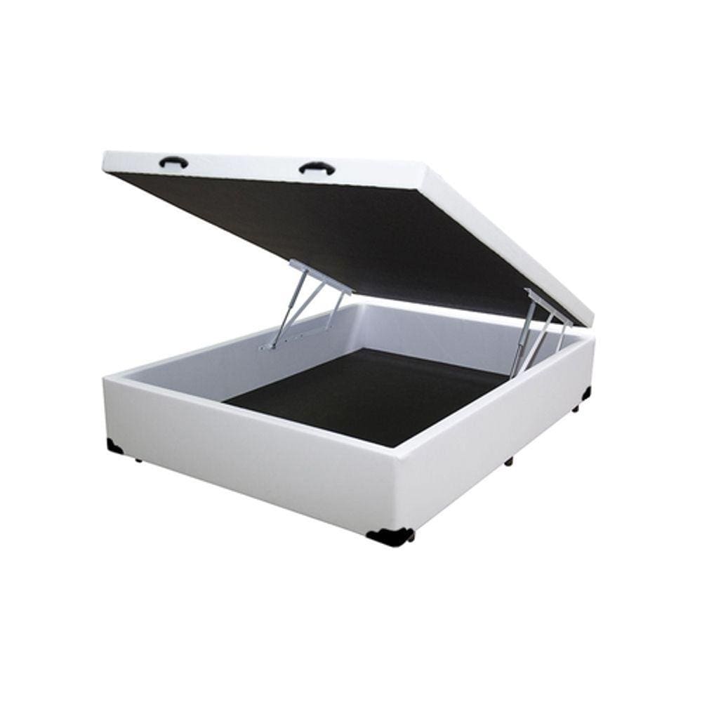 Cama Box Baú Casal branco com Pistão a gás - 138x188