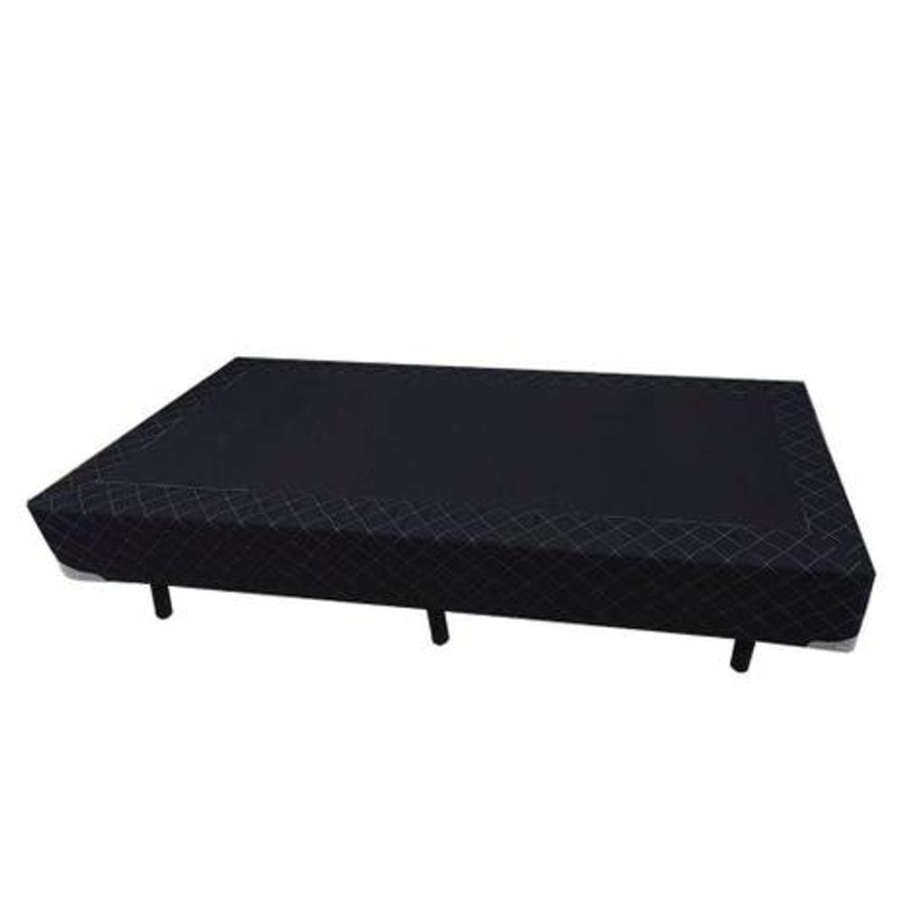 Base Box Blindado Solteiro AColchoes Suede Preto 40x88x188