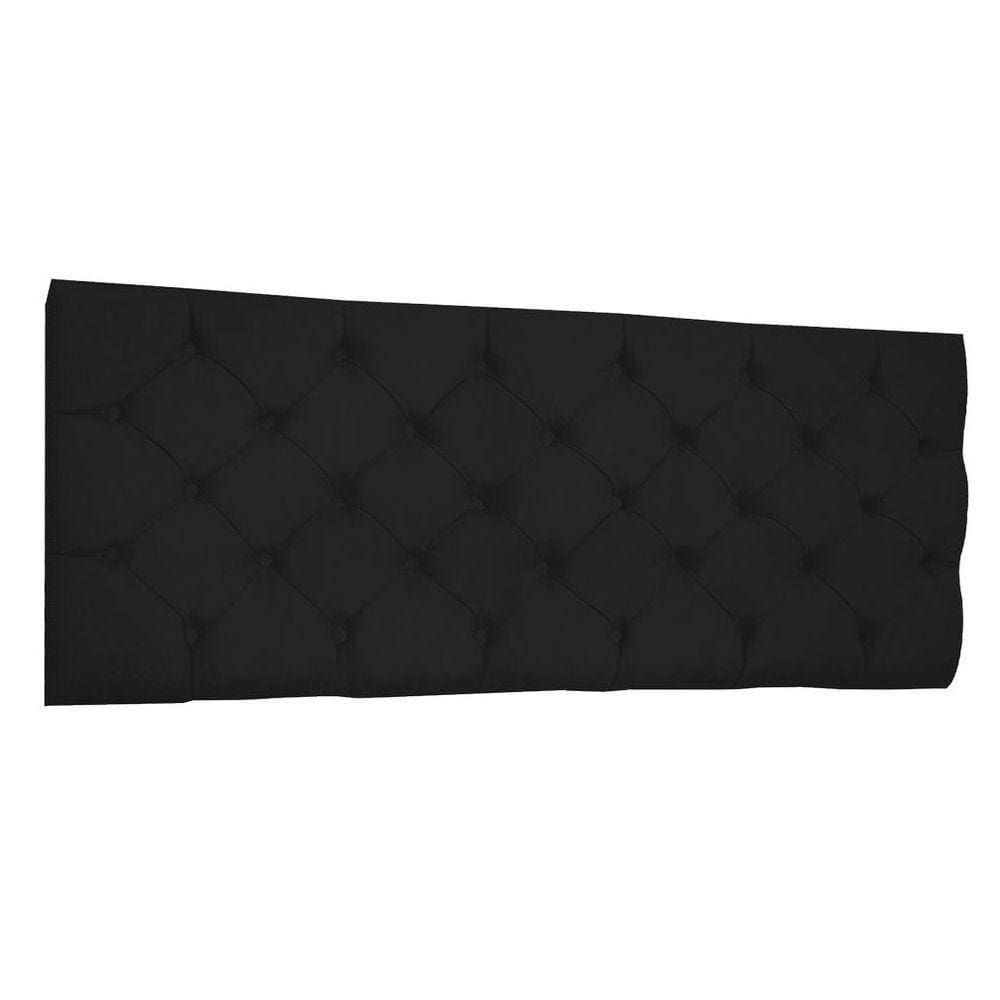 Cabeceira Painel Capitonê Queen 1,60m Jade Suede Preto