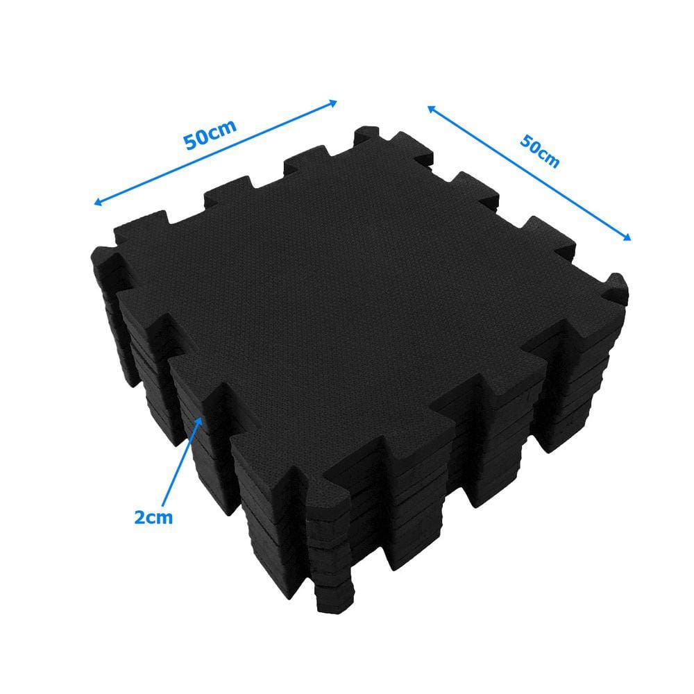 Kit 10 Tapetes Eva Bebe Infantil 50x50x2cm (20mm) - Preto