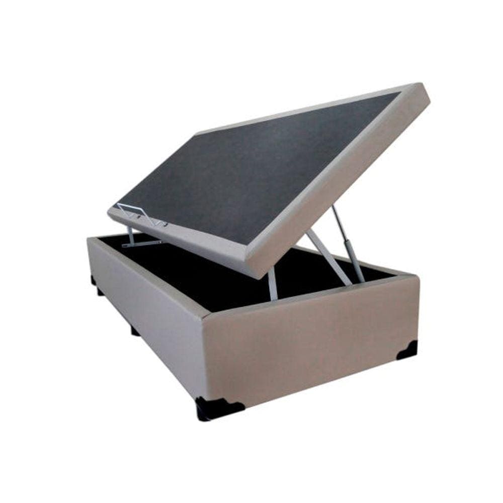 Base Box Baú Blindado Solteirão AColchoes Sintético Bege 49x96x203