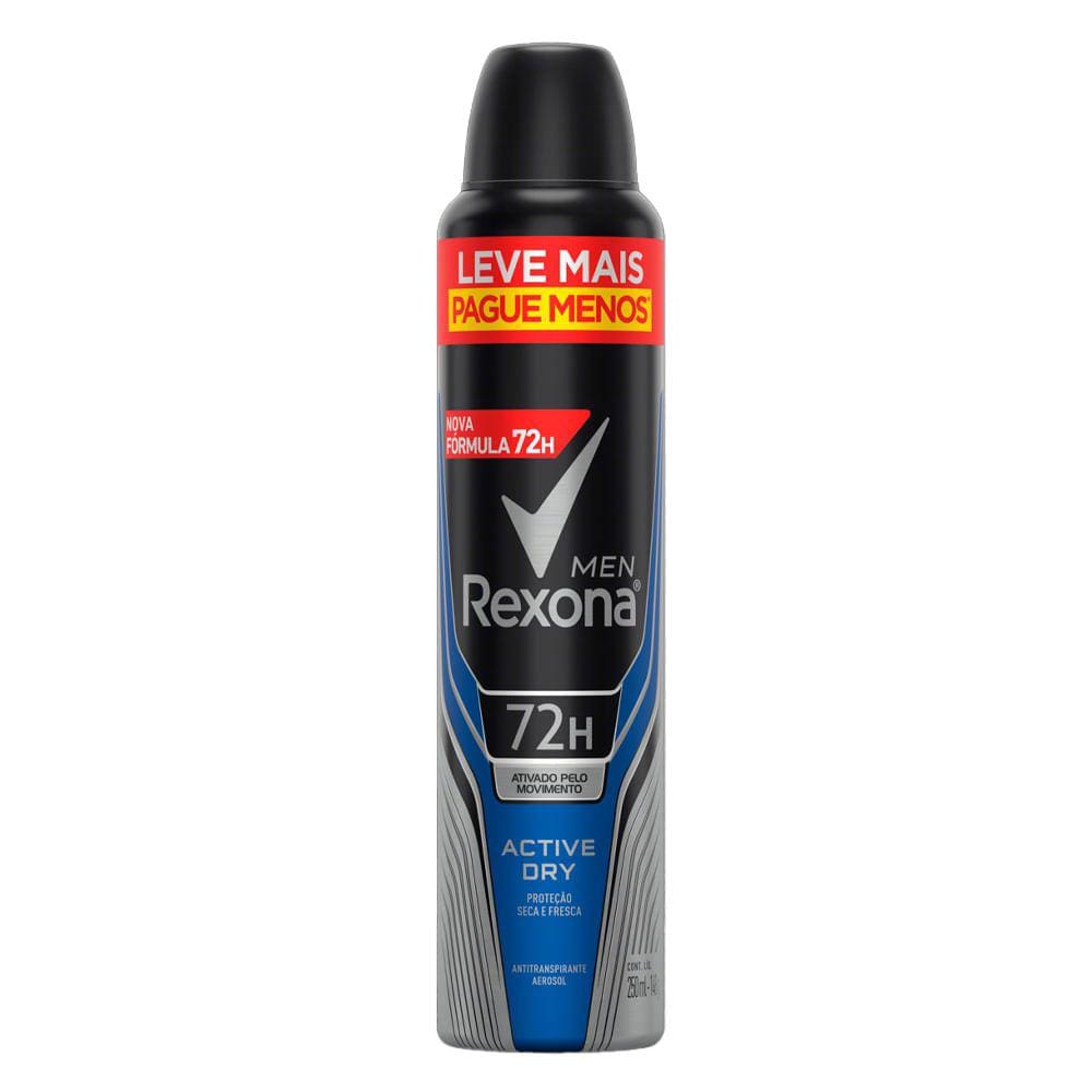 Desodorante Antitranspirante Aerosol Rexona Active Dry 72 horas 250ml