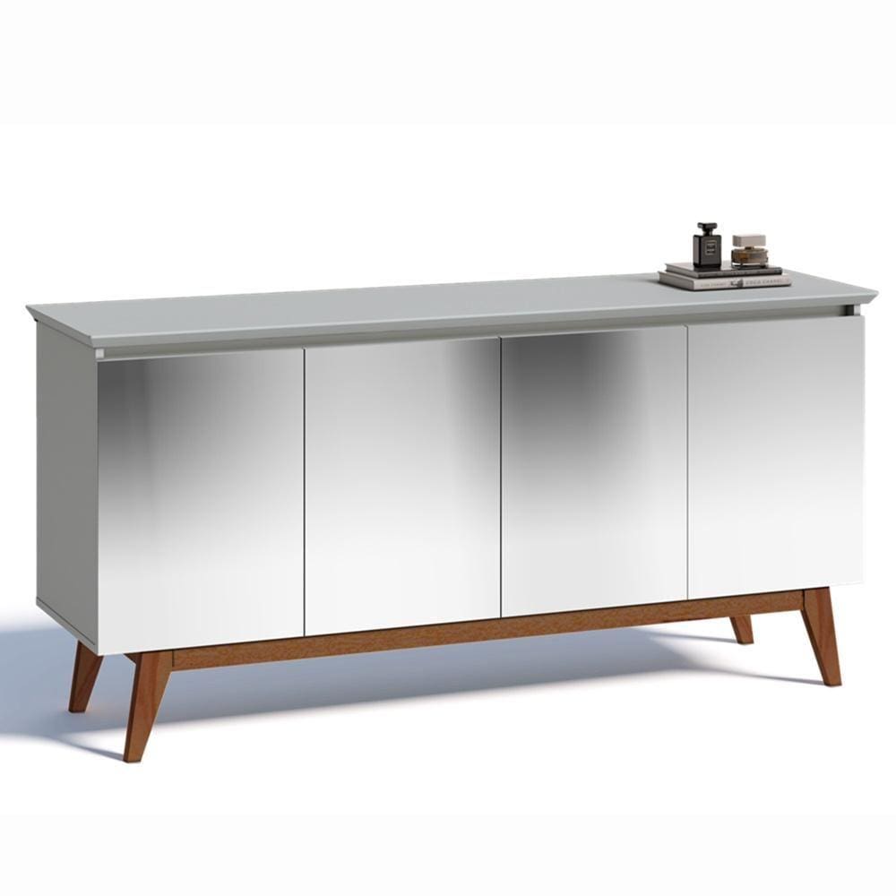 Buffet Classic Imcal 6659 Branco Com Espelho 4 Portas Sala