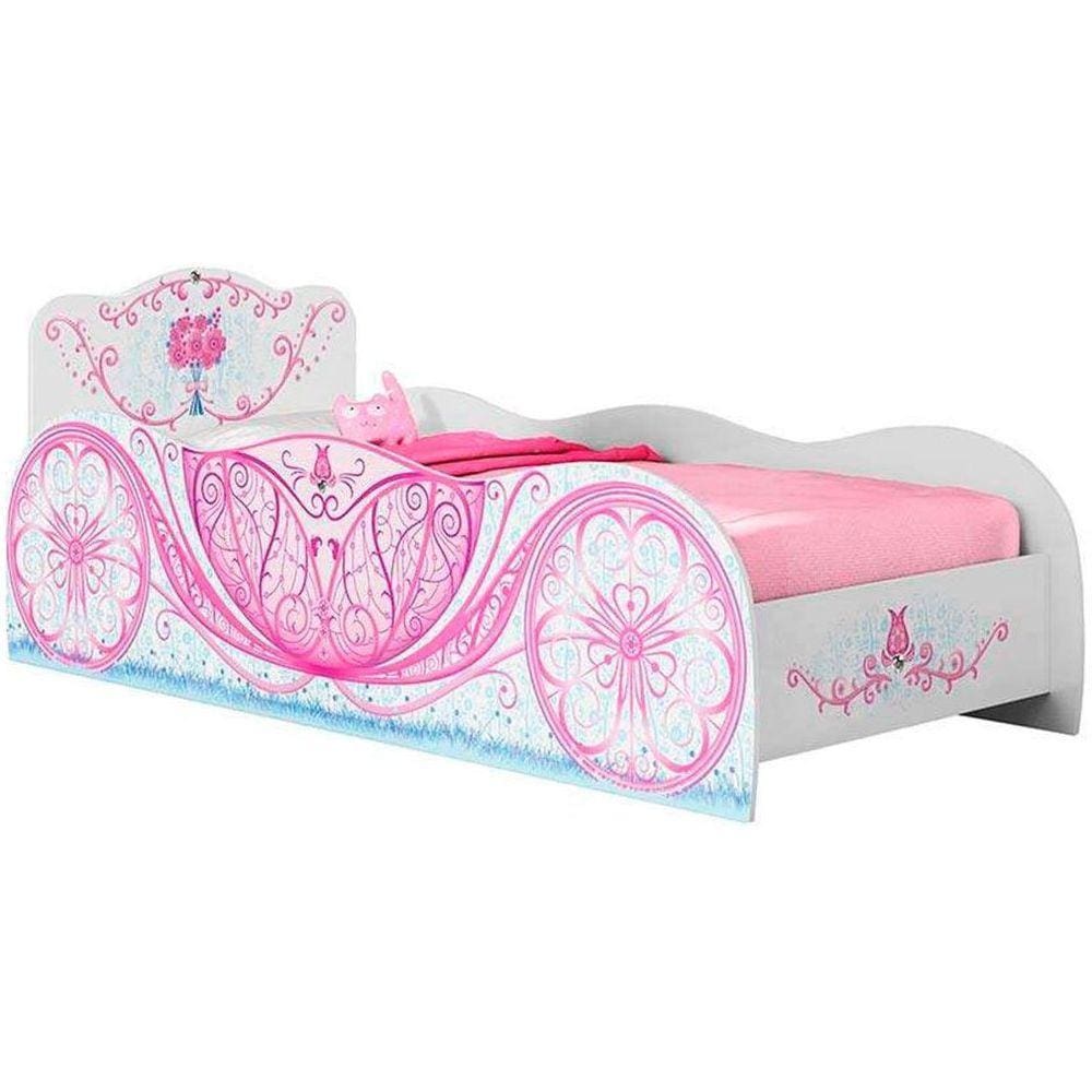 Cama Solteiro Infantil Carruagem 188x88cm Móveis Estrela Branco