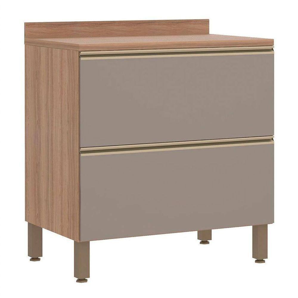 Balcão Luciane 80Cm 2 Gavetões Com Tampo 1303/199 Vanilla Grafite