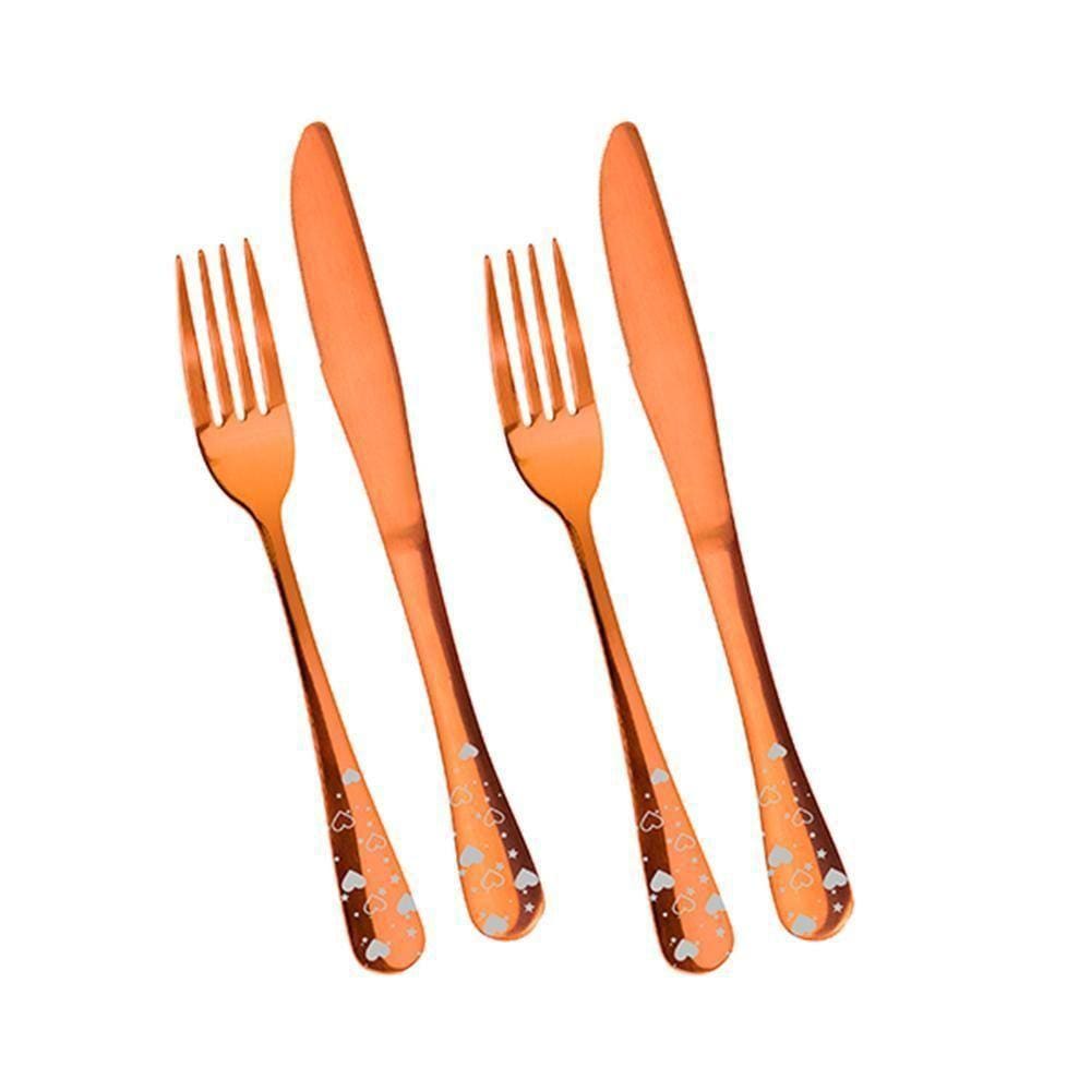 Jogo Talheres De Mesa 4 Peças Elite Glamour Cobre Gourmet Mix