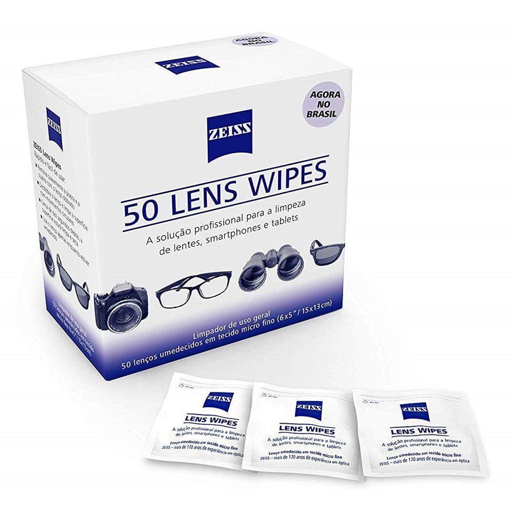 Lenços umedecidos Zeiss Lens Wipes para limpeza óptica geral - 50 un.