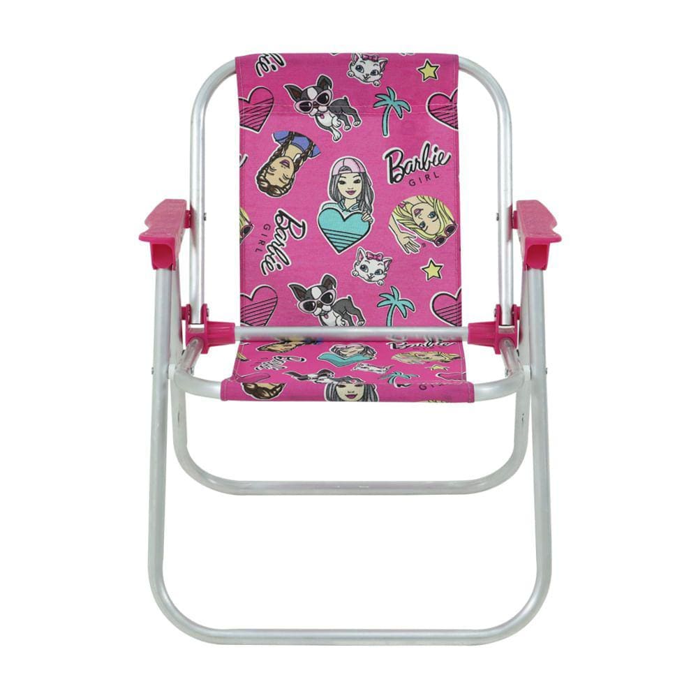 Cadeira Infantil em Alumínio Barbie Rosa Dobrável