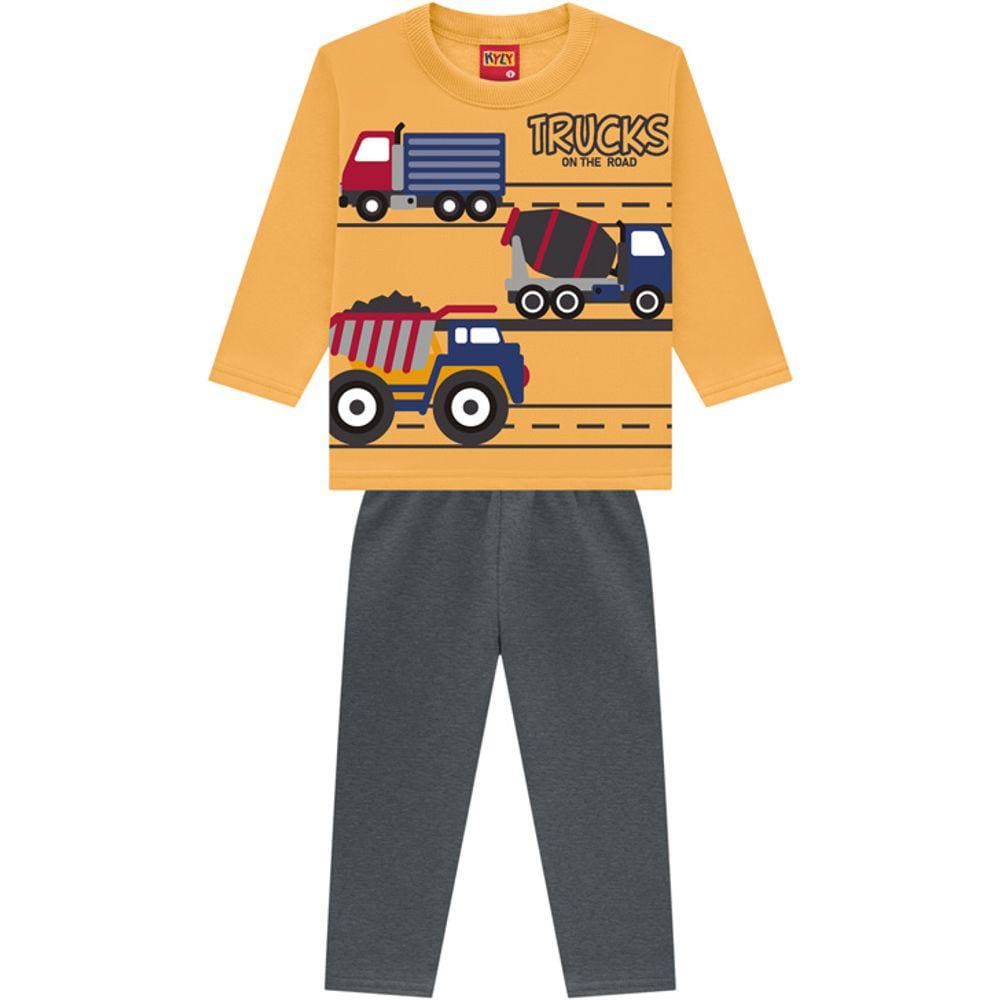 Conjunto Kyly Infantil Trucks Amarelo