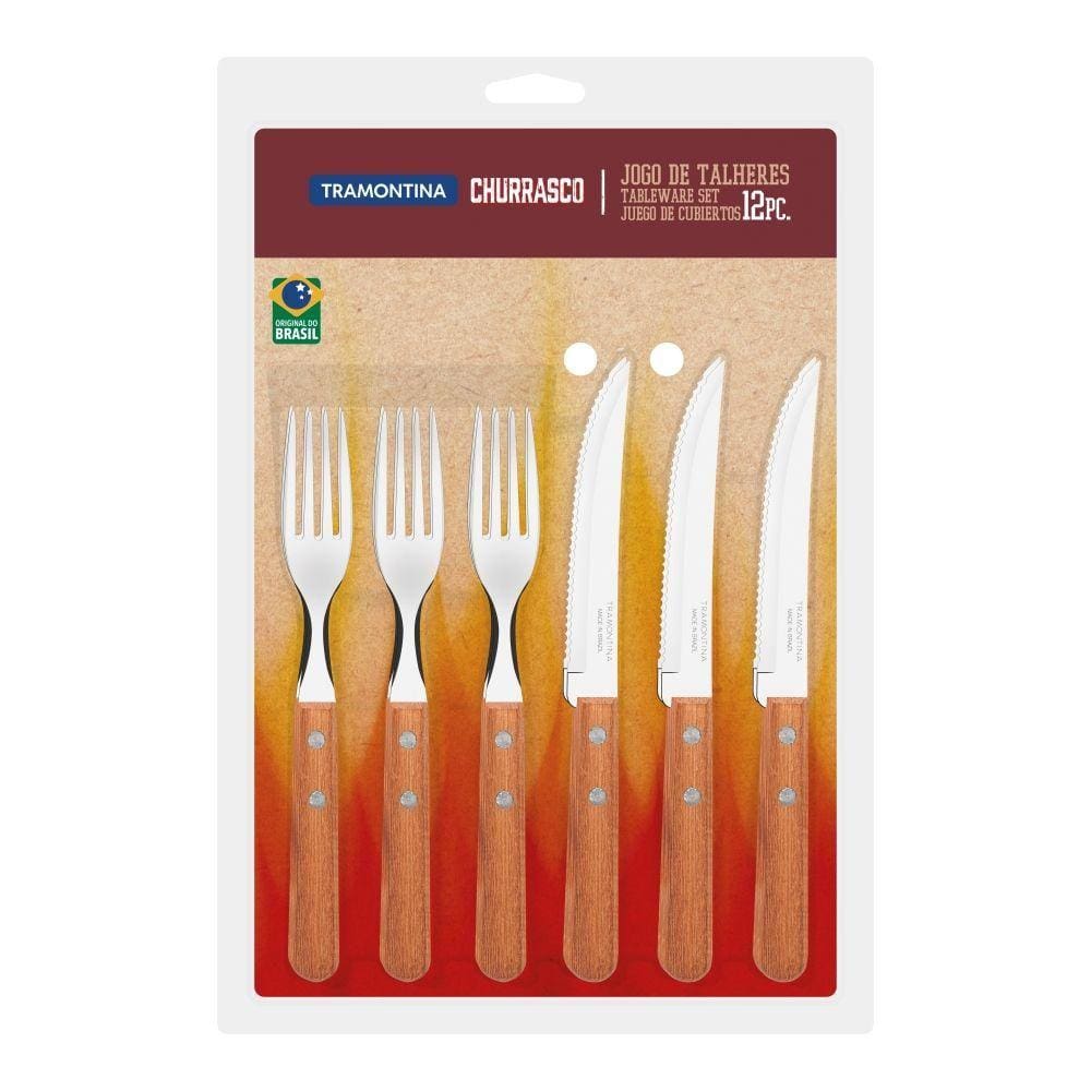 Jogo Kit Churrasco Tramontina 12 Peças Pampa Dynamic Madeira