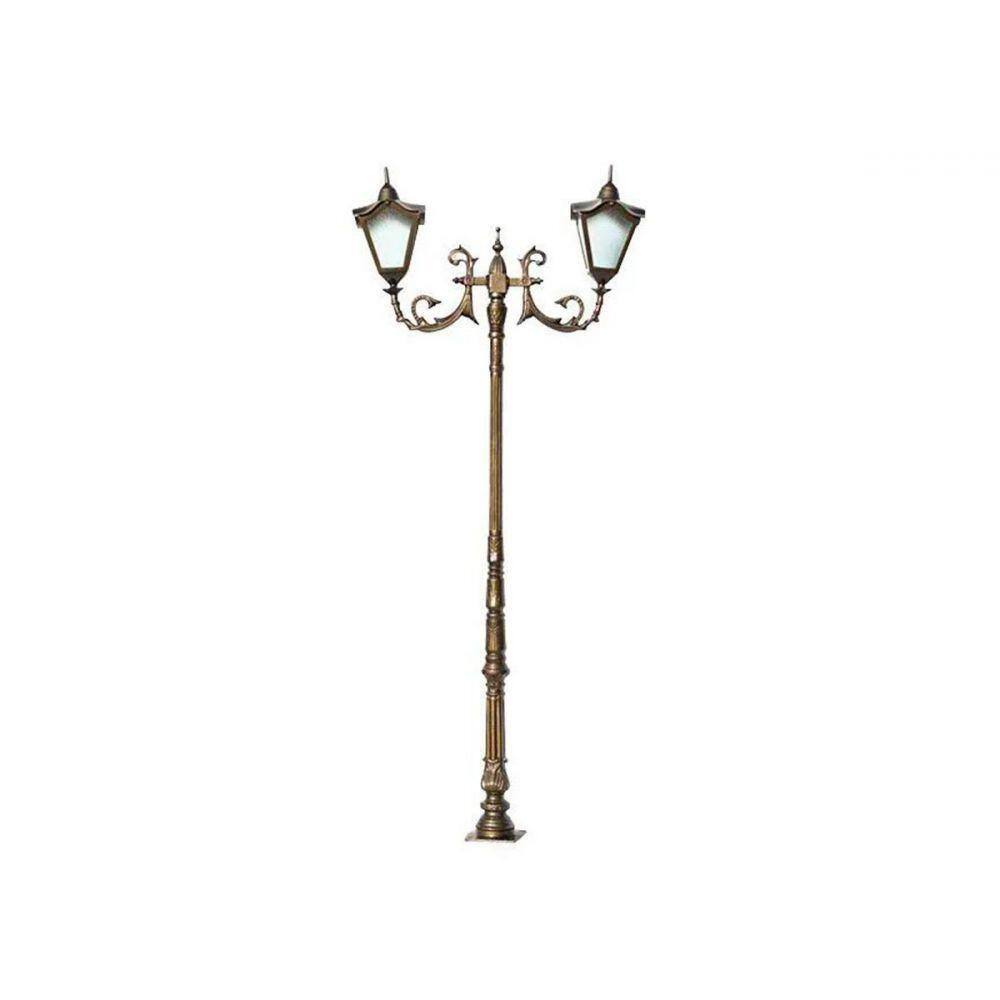 Poste Colonial Bari Para Jardim Alumínio 02 Luminária 2,53M