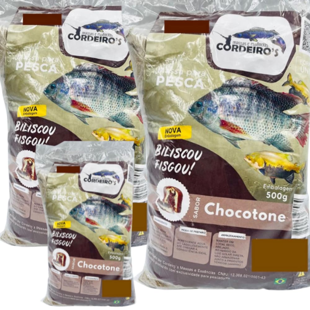 3 Massas Pesca Sabor Chocotone Tilapia Tambacu Tambaqui Pacu