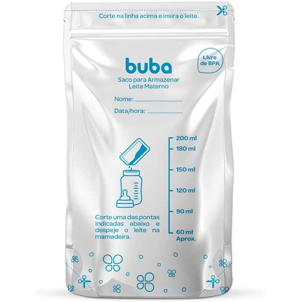 Saco Para Armazenar Leite Materno, Buba, Branco