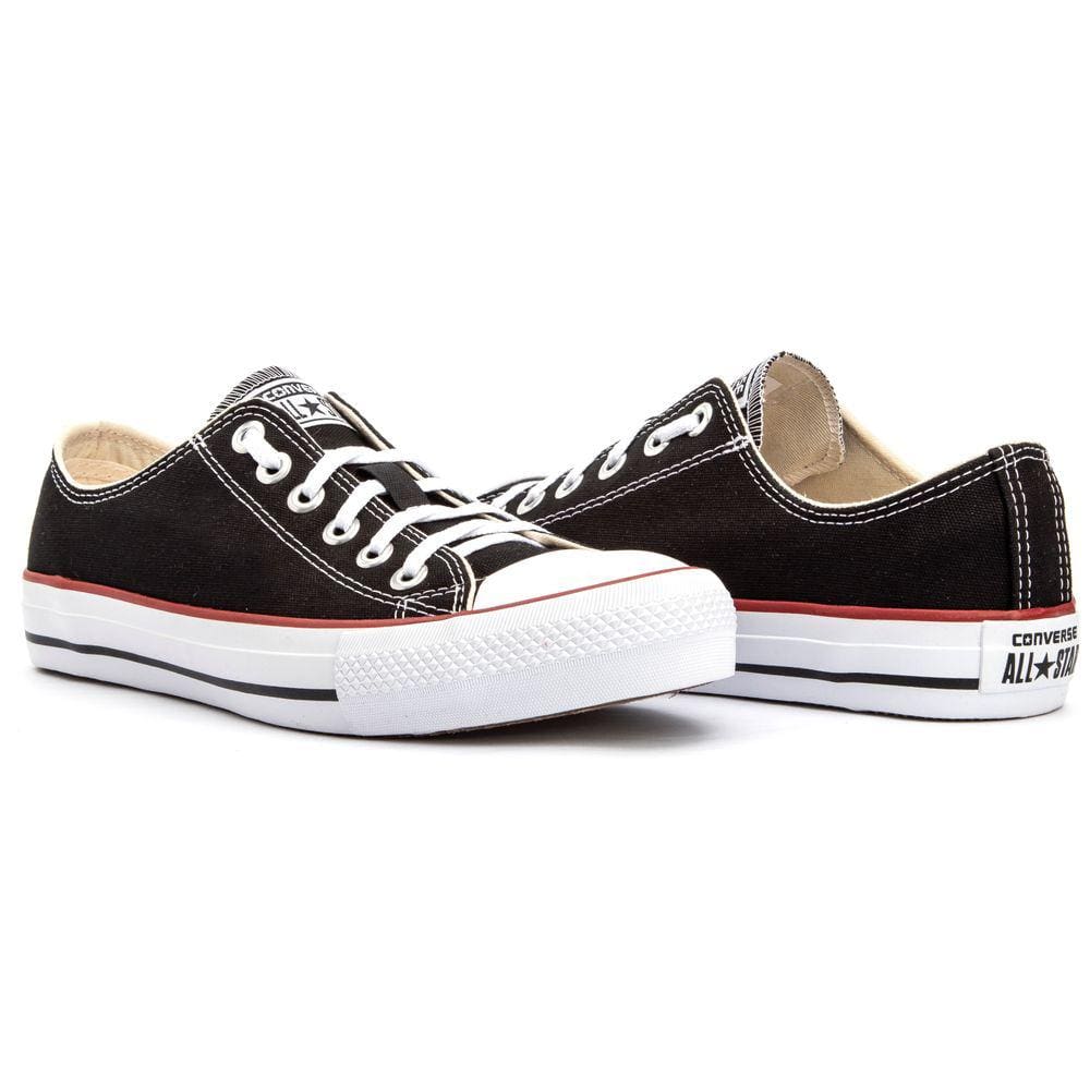 Converse All Star Baixo Black Couro