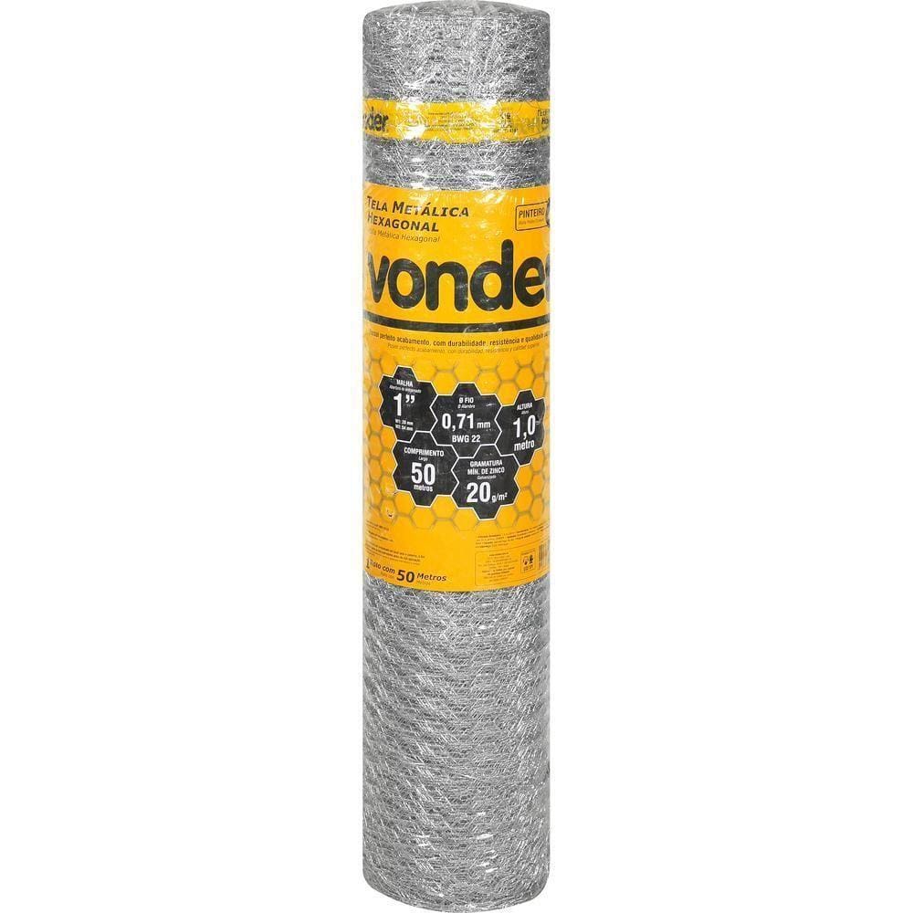 Tela Metálica Pinteiro Hex Malha 1`` Bwg22 1,0m 50m Vonder