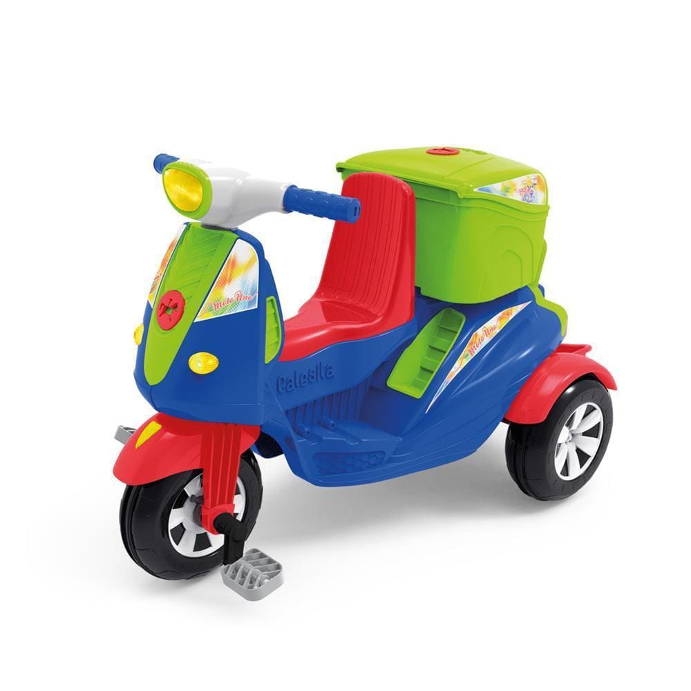 Triciclo Infantil C/ Empurrador E Protetor P/ 02-crianças Mo