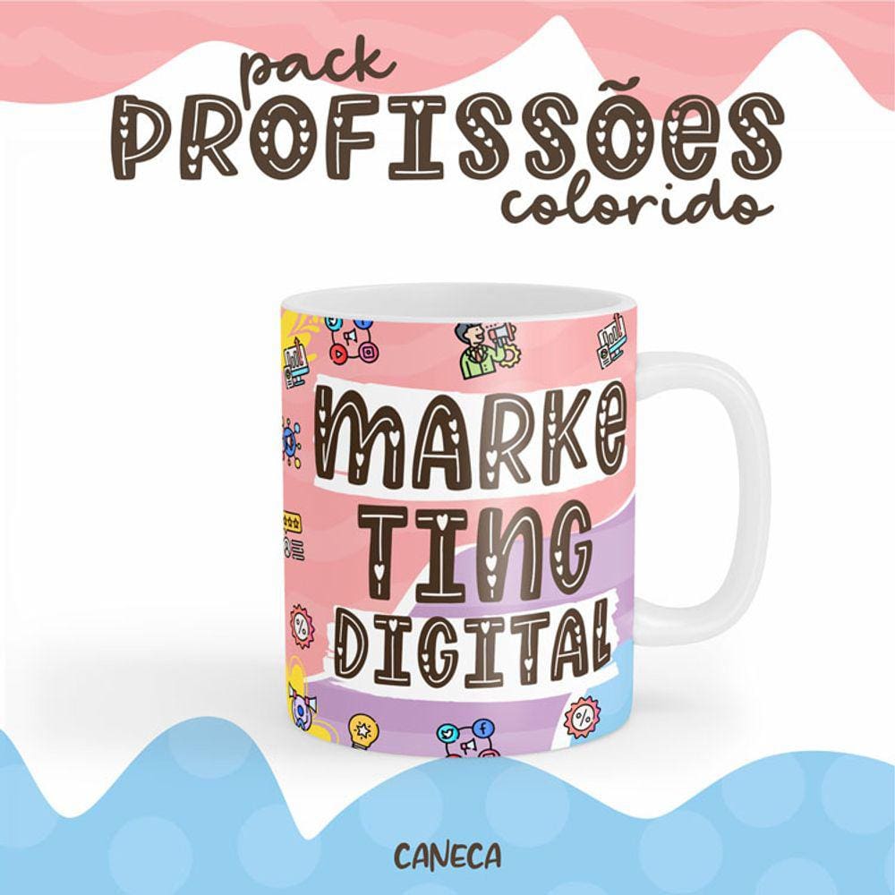 Caneca Cerâmica Color Profissão Marketing Digital