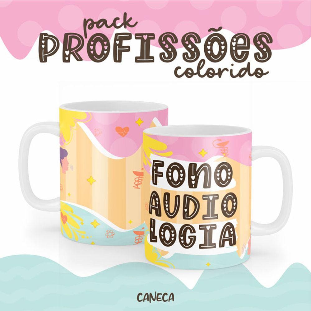 Caneca Cerâmica Color Profissão Fonoaudiologia