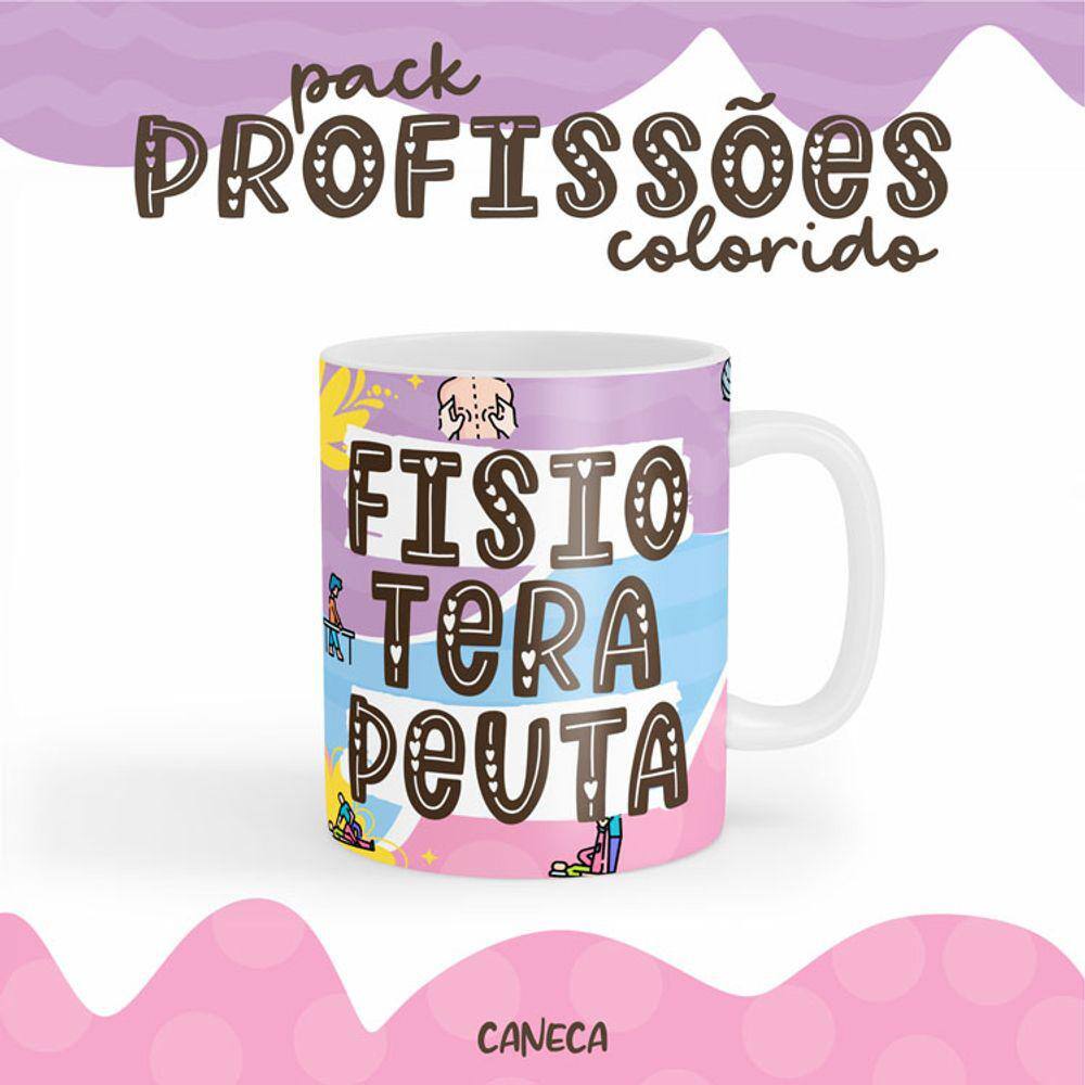 Caneca Cerâmica Color Profissão Fisioterapeuta