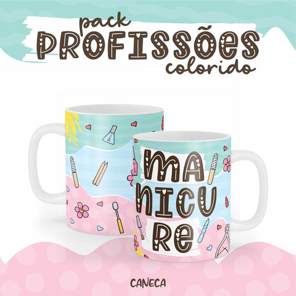 Caneca Cerâmica Color Profissão Manicure