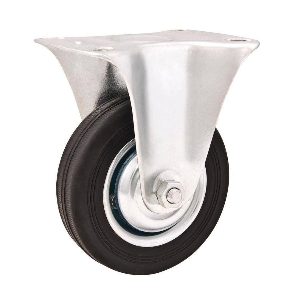 Rodizio Fixo 4” Leve 60Kg Núcleo Chapa Borracha Preta Vonder