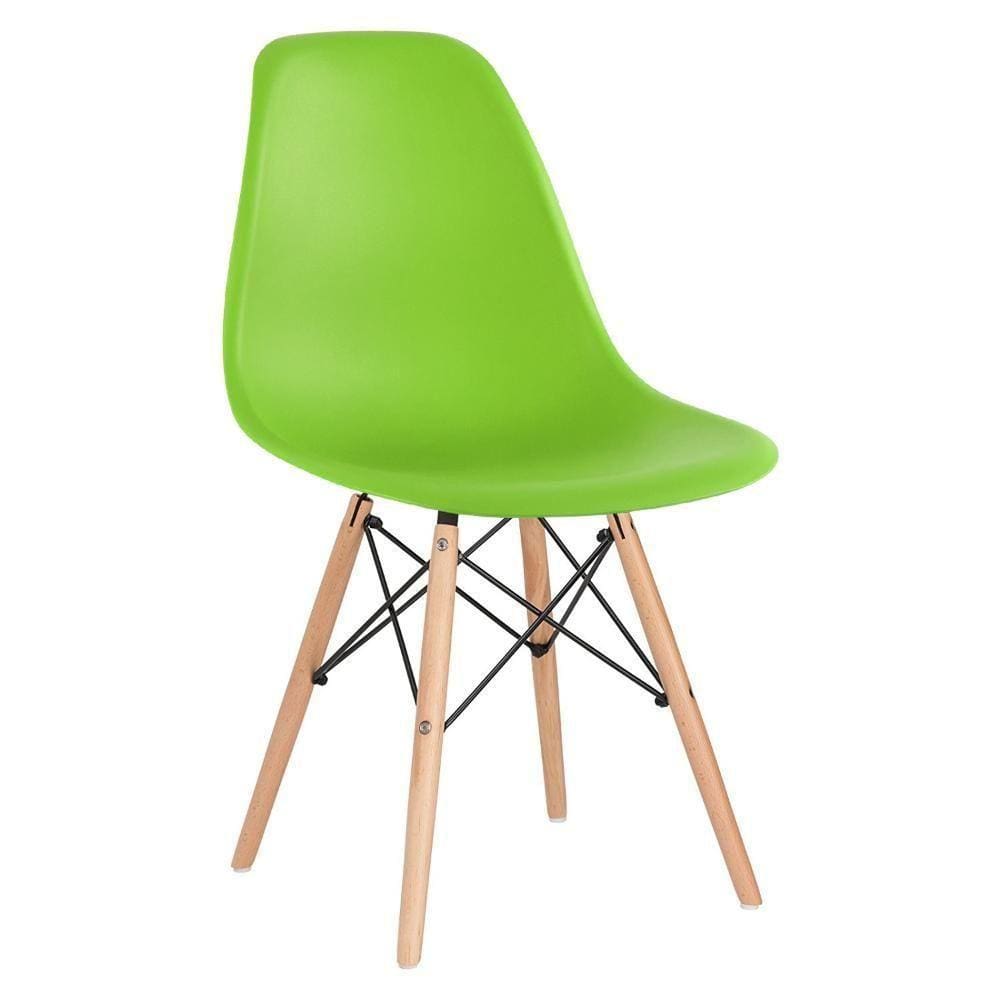 Cadeira Charles Eames Eiffel Dsw Com Pés De Madeira Clara Verde Claro