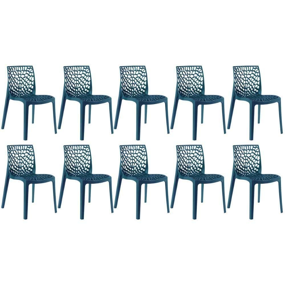 Kit 10 Cadeiras Gruvyer Azul Petróleo