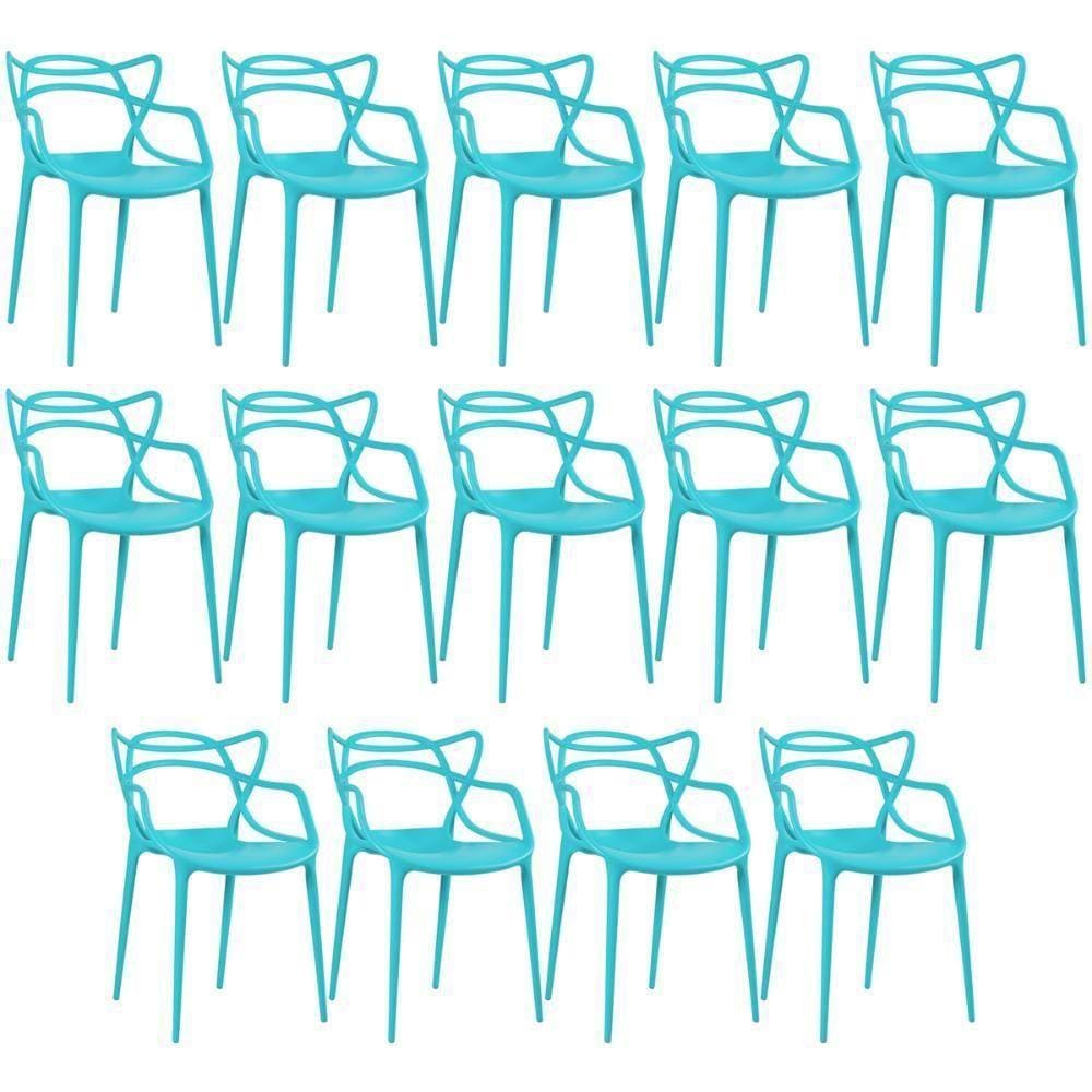 Kit - 14 X Cadeiras Masters Allegra - Azul Tiffany