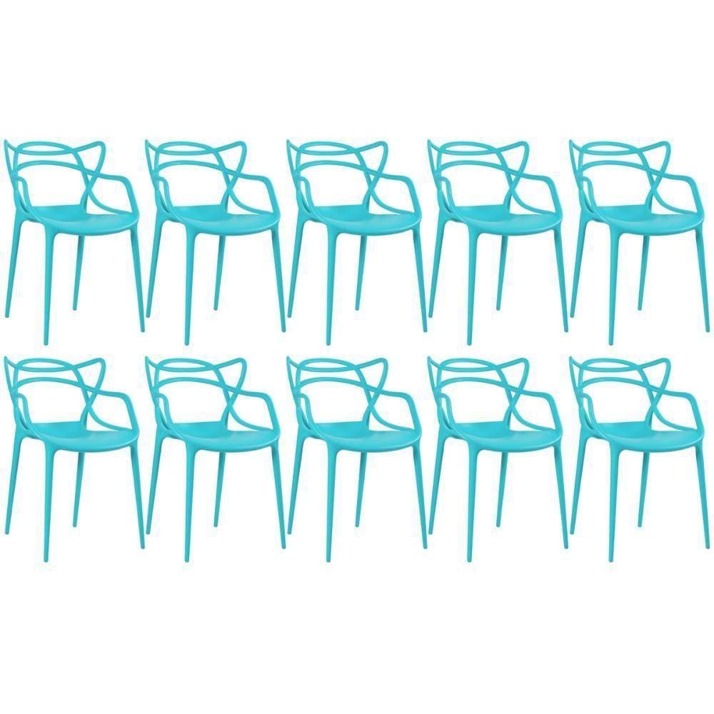 Kit - 10 X Cadeiras Masters Allegra - Azul Tiffany