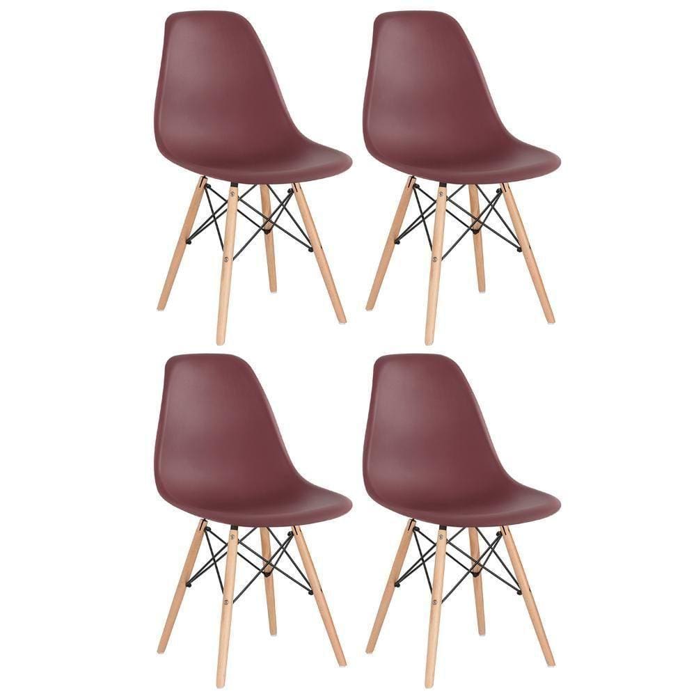 Kit 4 Cadeiras Charles Eames Eiffel Dsw Com Pés De Madeira Clara Marrom