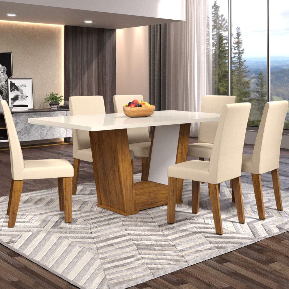 Mesa De Jantar 6 Lugares Floripa Seda/blonde/nude - Viero Móveis