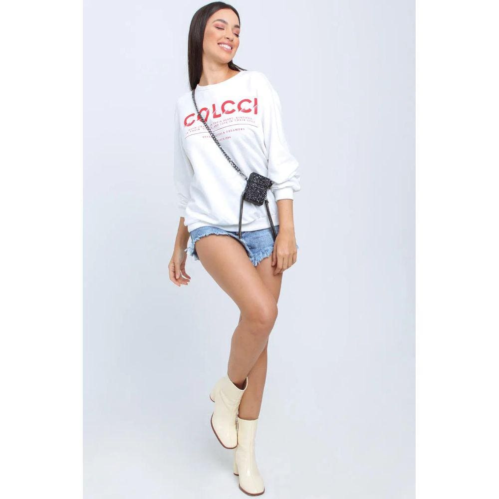 Blusão Feminino Moletom Estampado Colcci