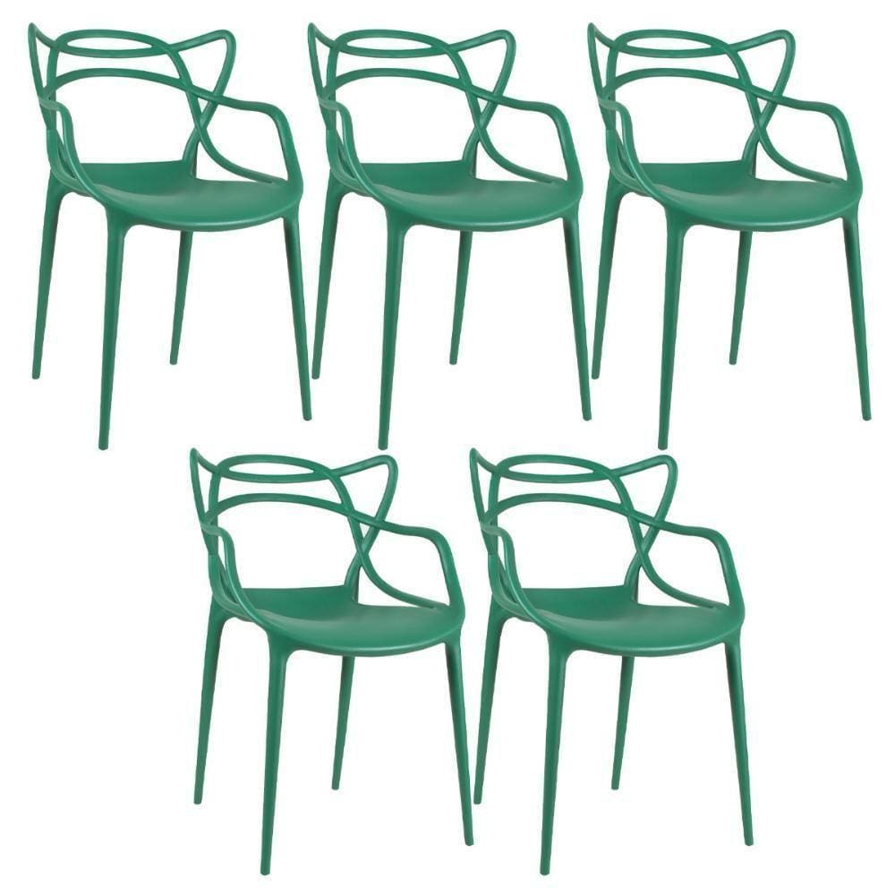 Kit - 5 X Cadeiras Masters Allegra - Verde Escuro
