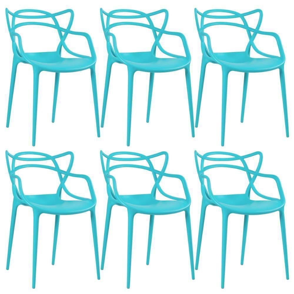 Kit - 6 X Cadeiras Masters Allegra - Azul Tiffany
