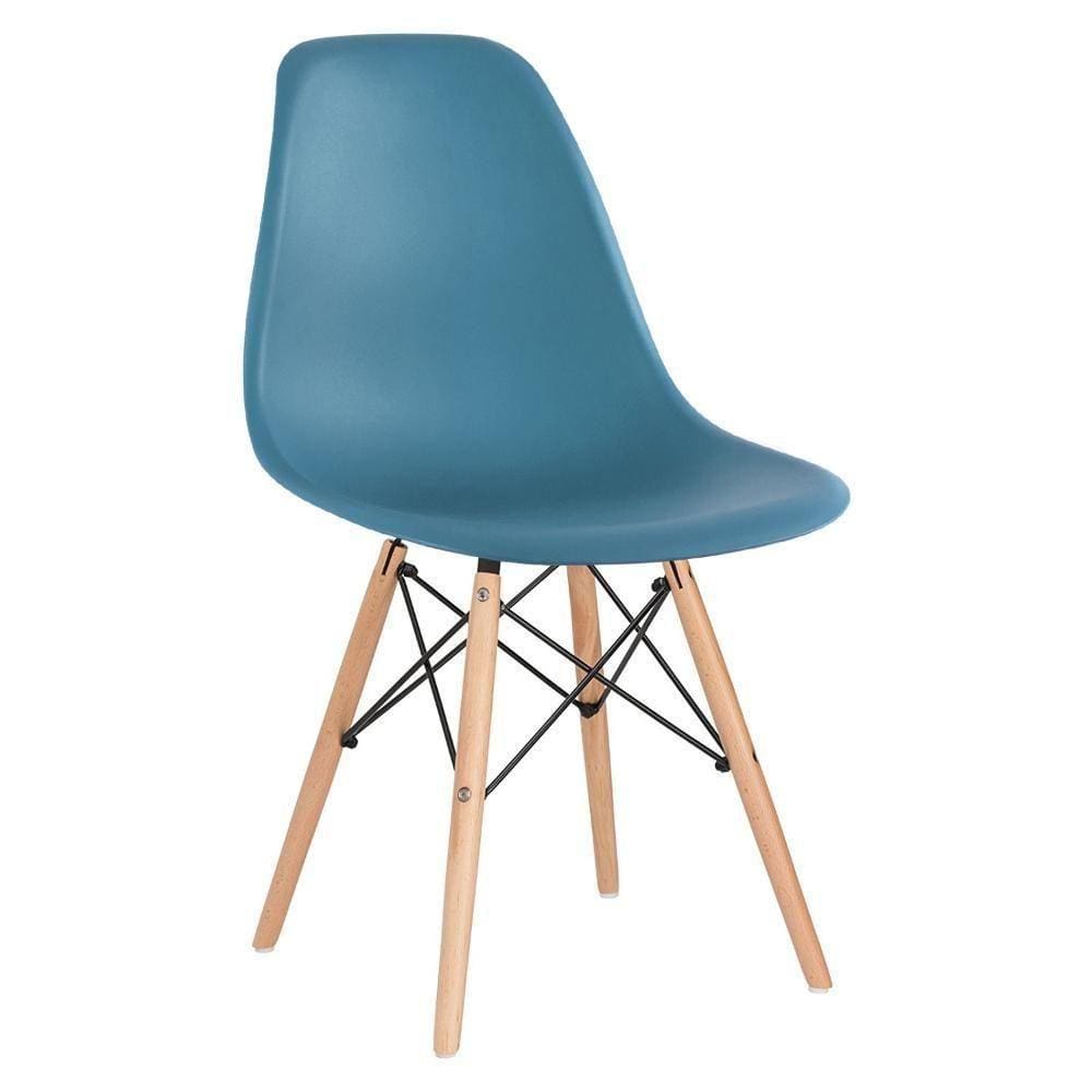 Cadeira Charles Eames Eiffel Dsw Com Pés De Madeira Clara Turquesa