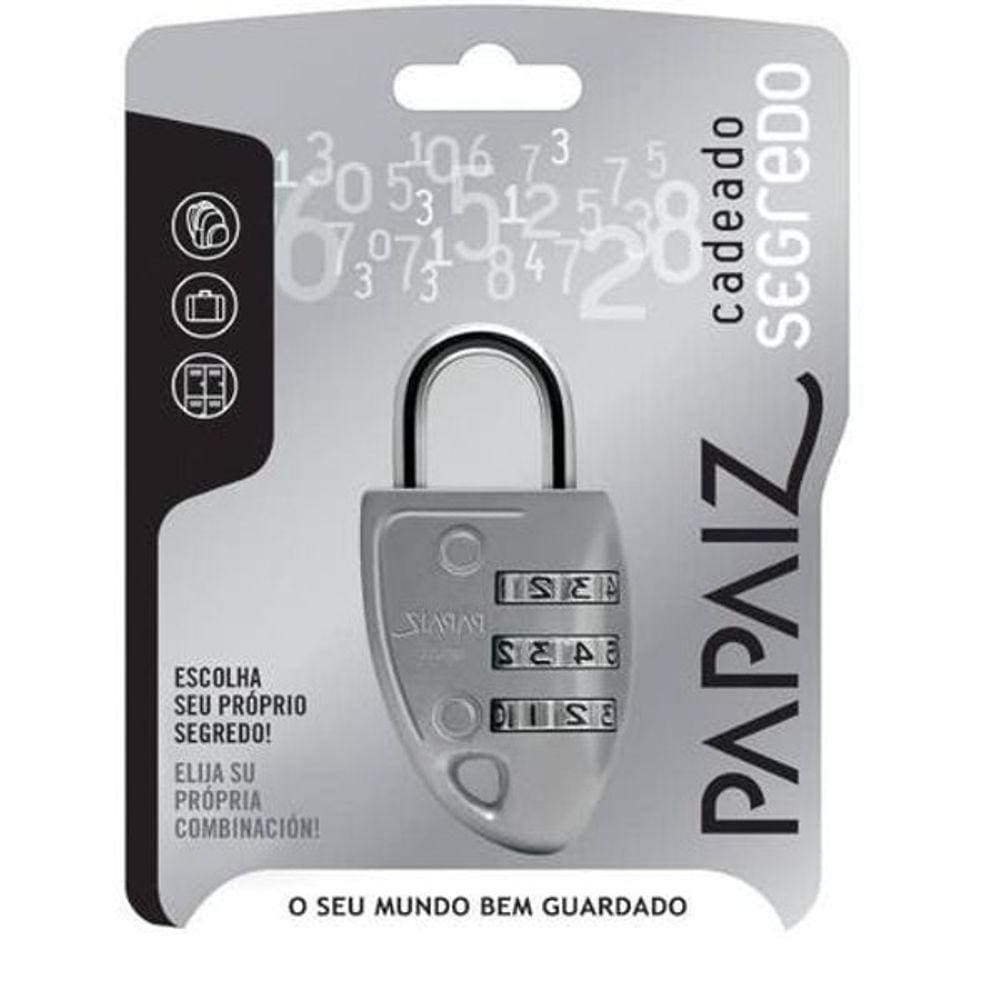 Cadeado Com Segredo Aço Prata Papaiz