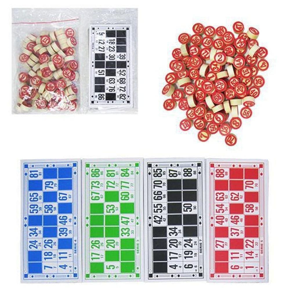 Jogo De Bingo Recreativo 48 Cartelas E 90 Pedras Em Madeira